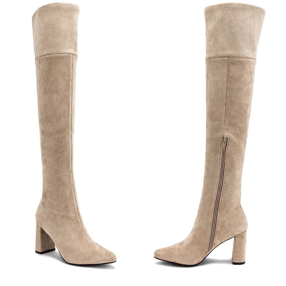 NEW Jeffrey Campbell Parisah 2 Boot Ice Suede Tan Nude Cream Thigh High 6.5 36.5